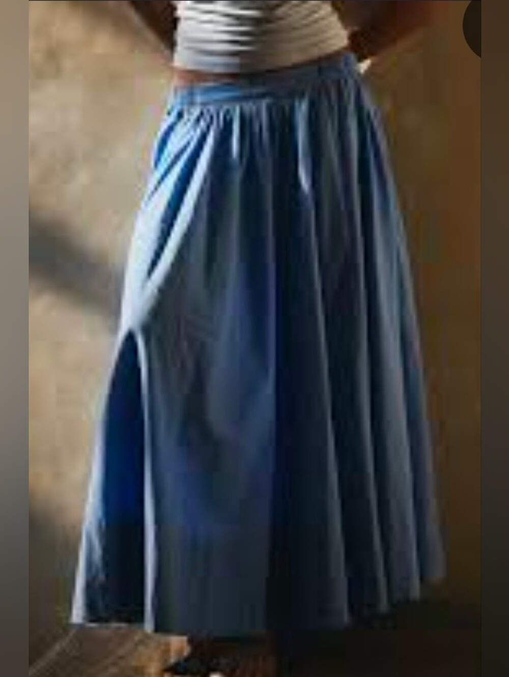 Free People Lowen Midi Skirt Blue Cotton A-Line Pull On XS - Picture 13 of 13
